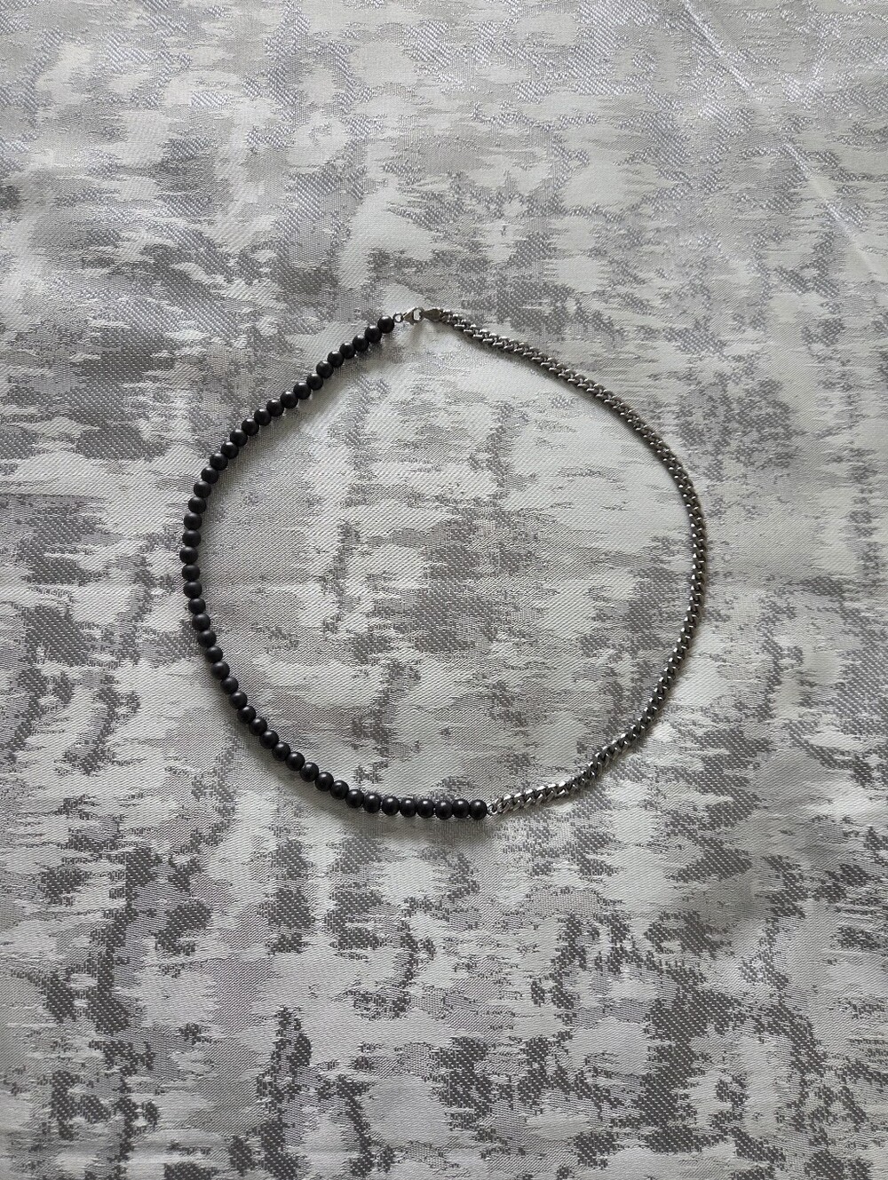 Sterling Silver Beaded Choker Necklace - Black & Silver